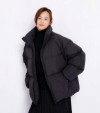 Thick couple puffer jacket Womens short casual loose fitting warm and fashionable stand collar down coat